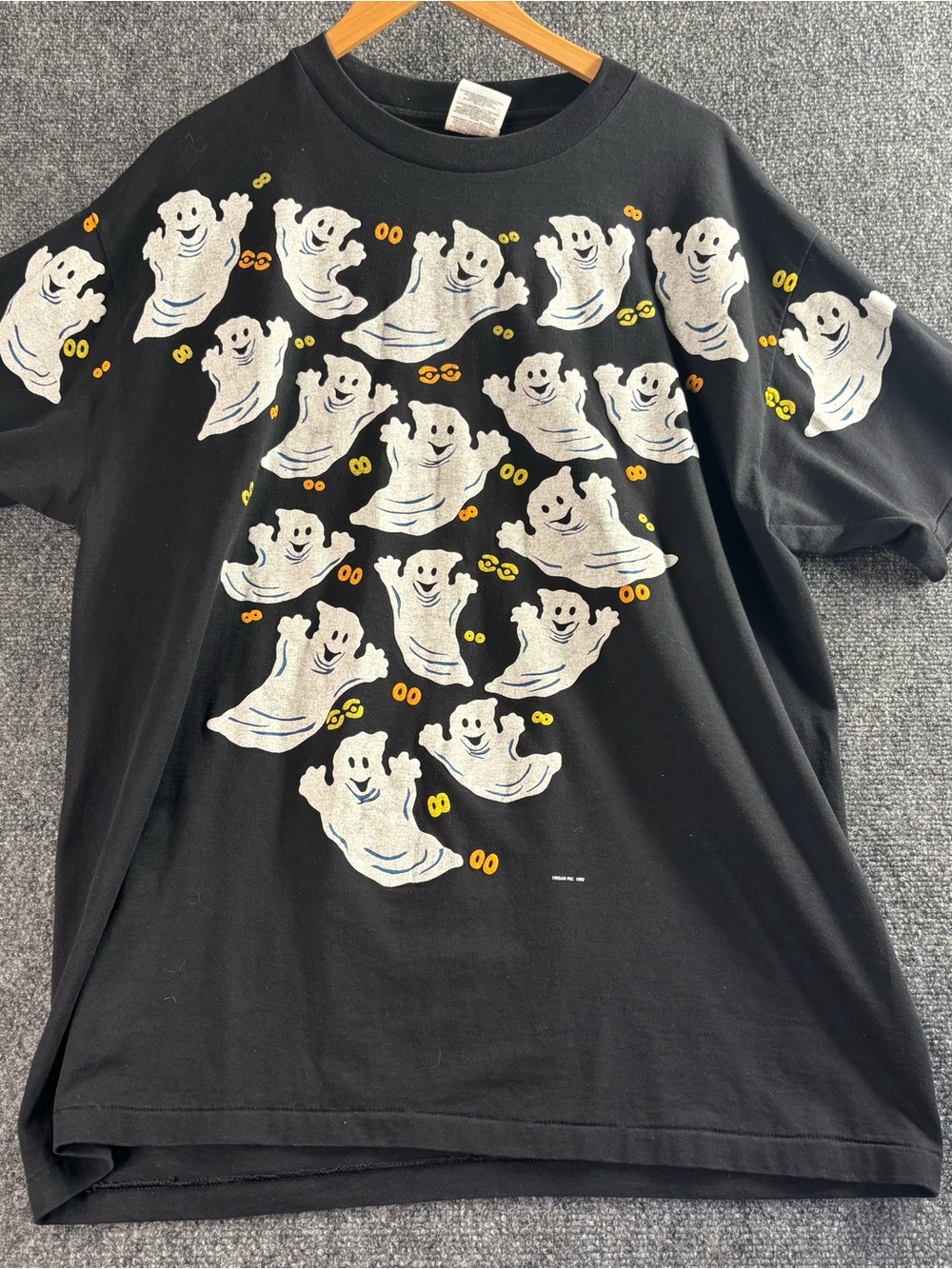 Vintage AOP Halloween Ghosts Shirt Trisar 1992 XL Spooky Ghost Creepy